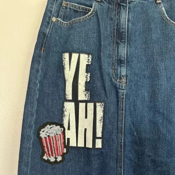 Zara “Yeah” Popcorn Denim Midi Denim Skirt - Picture 11 of 15